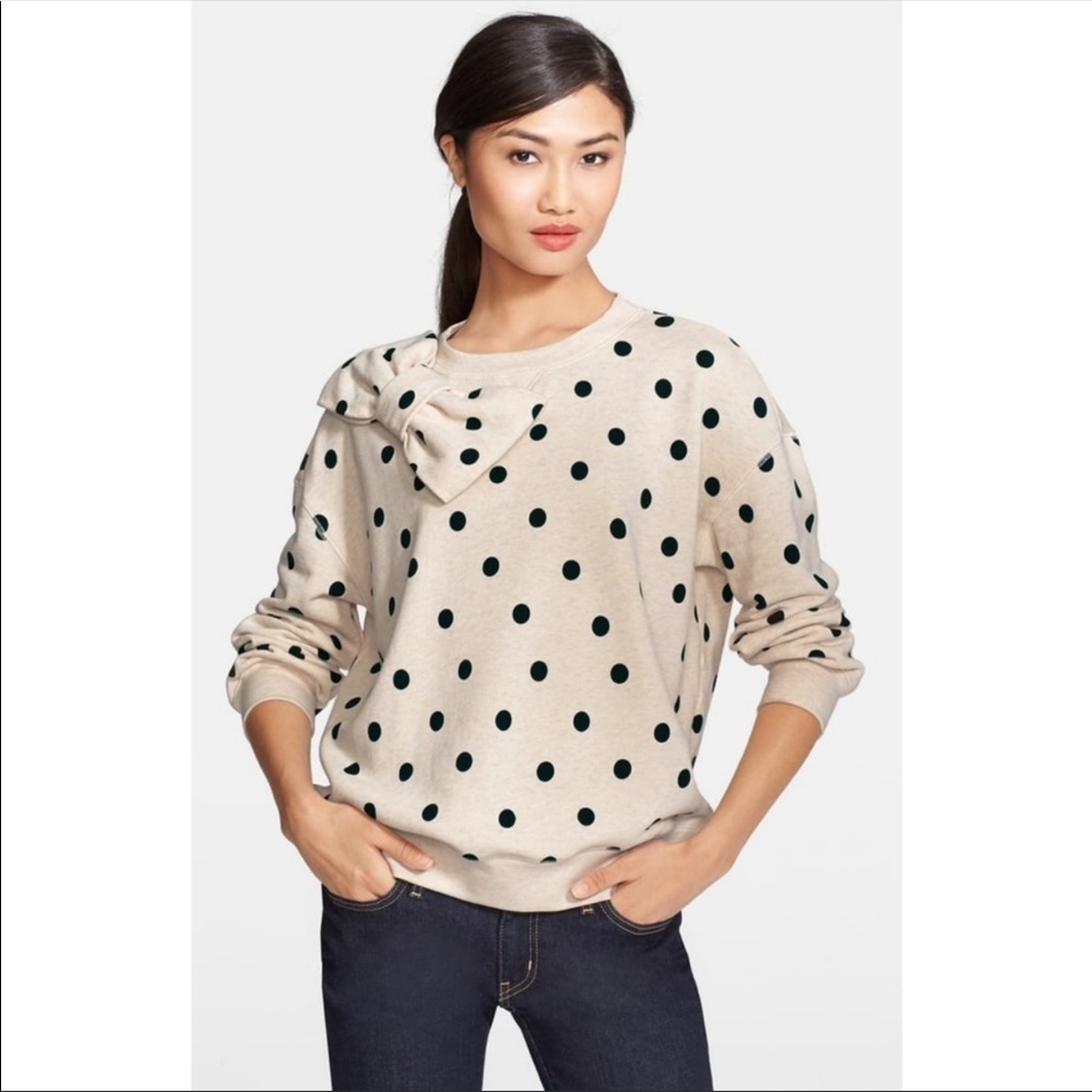 Kate Spade Cream Polka Dot Bow Sweatshirt, Like New